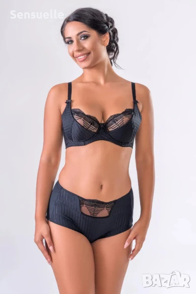 Класически черен сутиен за среден и голям бюст с дантела OB001, снимка 1