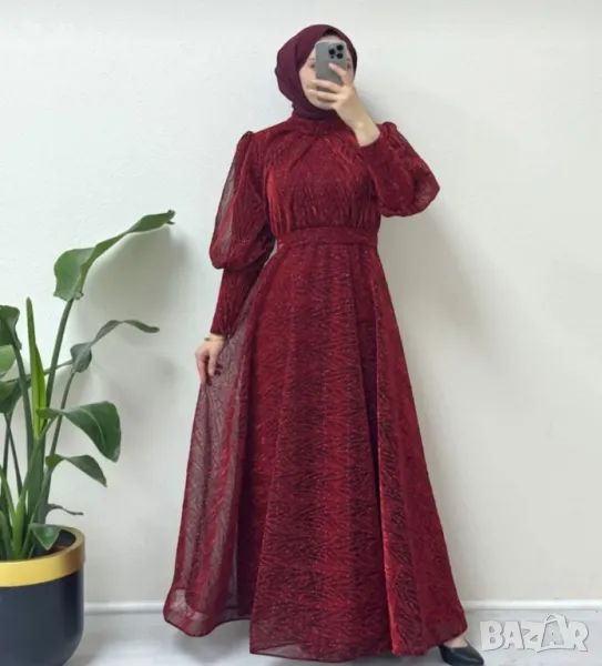 Дълга рокля червена, снимка 1