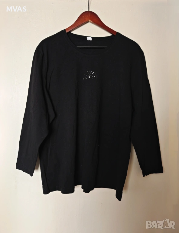 Нова дамска черна блуза с дълъг ръкав 2XL 3XL, снимка 1