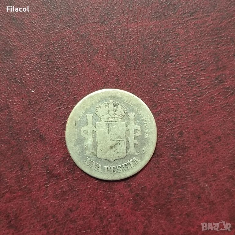 Испания 1 песета 1876 г. Алфонсо XII, снимка 1