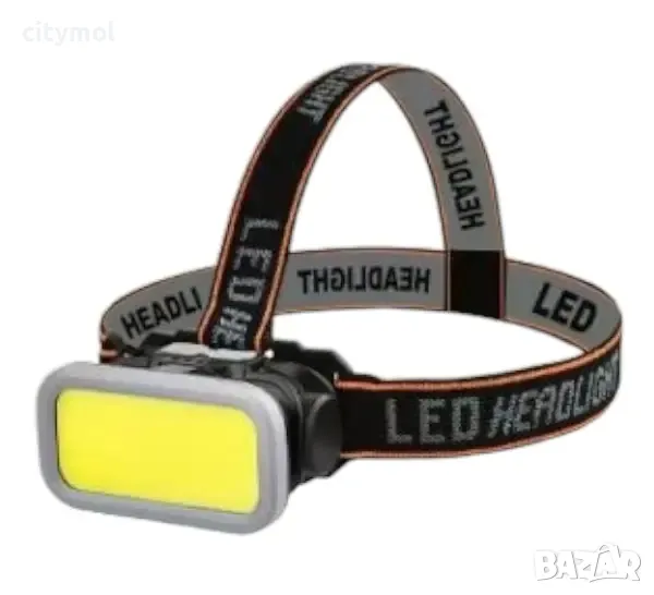 Челник с 50 COB диода, акумулаторна батерия, лента за глава, Type C  зареждане, снимка 1