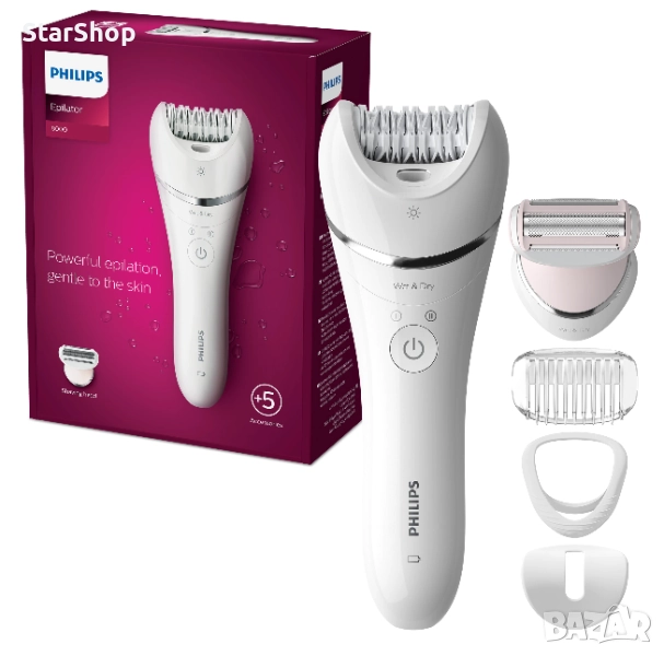 Епилатор Philips BRE710/00 – керамични дискове, 32 пинсети, 5 аксесоара, безжичен, снимка 1