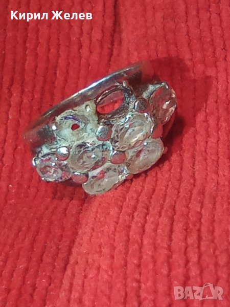СРЕБЪРЕН МОДЕН ПРЪСТЕН РОДИРАНО СРЕБРО 925 с ФАСЕТИРАНИ ЦИРКОНИ 25851, снимка 1