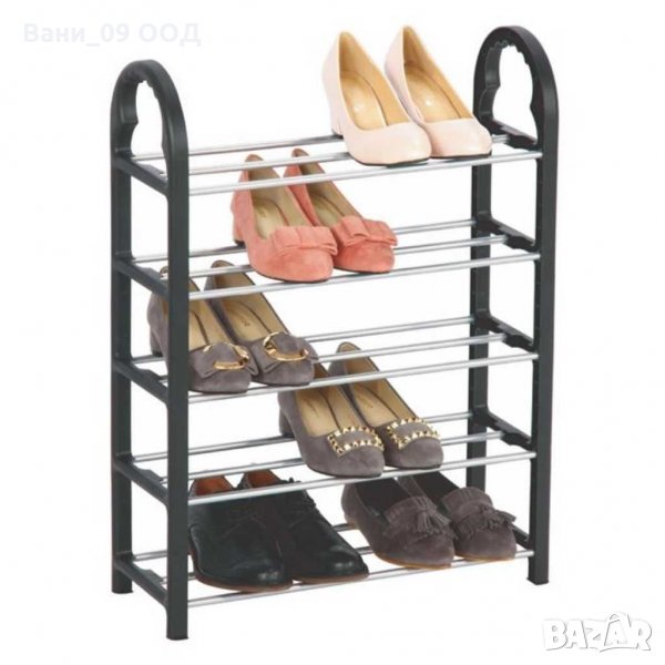 Етажерка за обувки на 5 реда-метал и пластмаса, снимка 1
