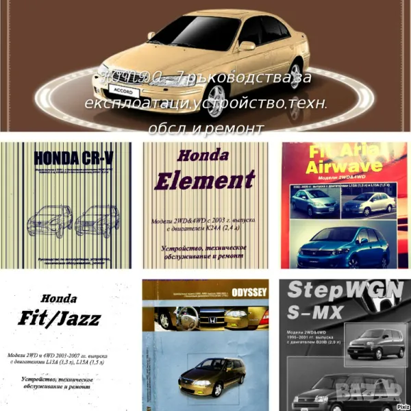 HONDA-7 ръководства за експлоатация,техн.обслужване и ремонт (на CD), снимка 1