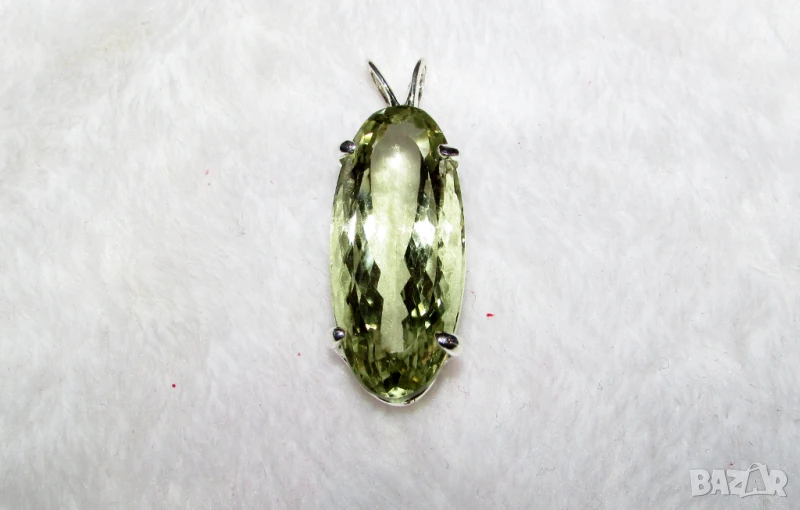 925 сребърено колие с натурален аметист празиолит 24 карата подходящо за подарък, снимка 1