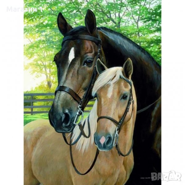 ДИАМАНТЕН гоблен Двойка коне, снимка 1