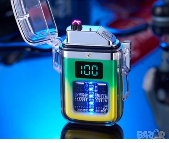 Елегантна прозрачна ветроустойчива запалка с LED светлинки, снимка 1