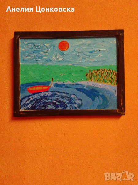 Пейзаж акрил върху дърво, снимка 1