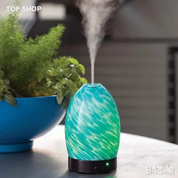 Дизайнерски арома дифузер със стъклено тяло и лед осветление ORAGE Aroma difuser , снимка 1