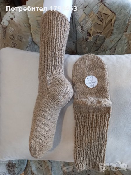 Ръчно плетени мъжки чорапи от вълна, размер 39, снимка 1