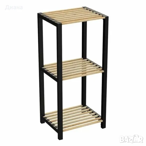 Подов дървен рафт на 3 нива от естествено дърво и издръжливост до 50 кг, снимка 1