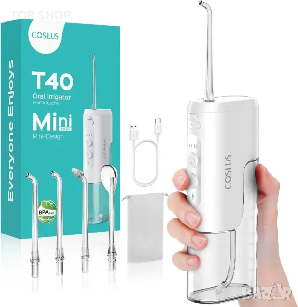 Зъбен душ COSLUS Water Teeth Flosser, Преносим акумулаторен подвижен резервоар за вода, снимка 1