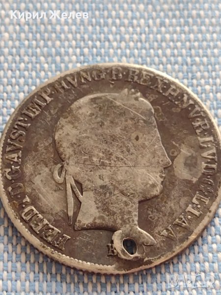 Сребърна монета 20 кройцера 1844г. Фердинанд първи Унгария 28667, снимка 1