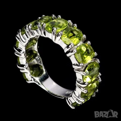 925 сребърен пръстен с перидот. Халка 9/59/18.89, снимка 1