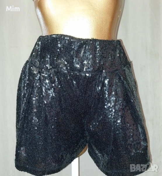 Черни къси панталонки/пола/ с пайети , снимка 1