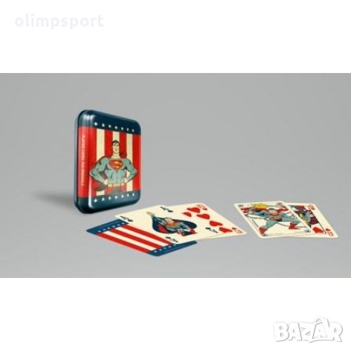 Карти за игра Superman Vintage метална кутия нови  55 карти в ретро стил в метална кутия  Покер разм, снимка 1