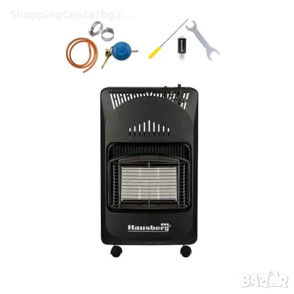 Комбинирана газова печка , пиезо-електрическо запалване, 4.2kW, черен, часовник с цилиндър,, снимка 1