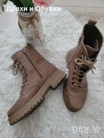 Бежови боти естествена кожа, снимка 2 - Дамски боти - 52467595