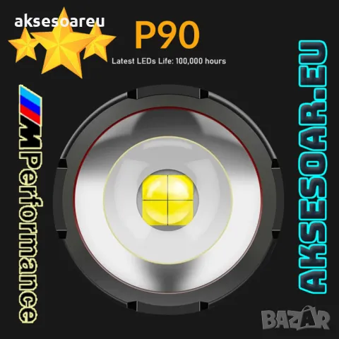 Високопроизводителен Нов P90 Super Light акумулаторен фенер прожектор за осветление за риболов излет, снимка 13 - Къмпинг осветление - 48783788