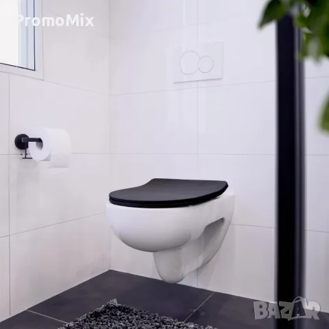 Тоалетна седалка с капак Wenko Sedilo 23827100 matt black дъска за тоалетна чиния плавно затваряне