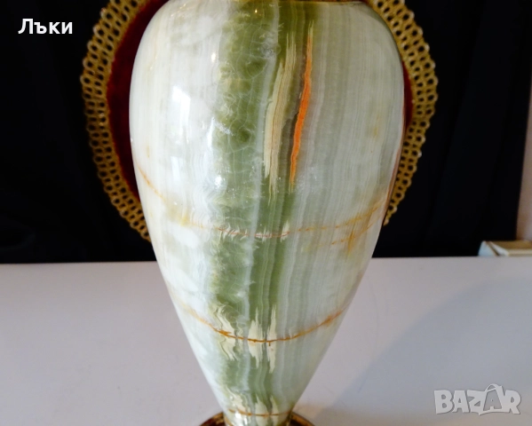 Посребрена ваза,свещник оникс 2.2 кг.,месинг. , снимка 6 - Антикварни и старинни предмети - 52673709