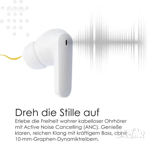 Безжични слушалки Boompods Echobuds ANC с ENC микрофони, IPX4, бели, снимка 2 - Безжични слушалки - 49687227