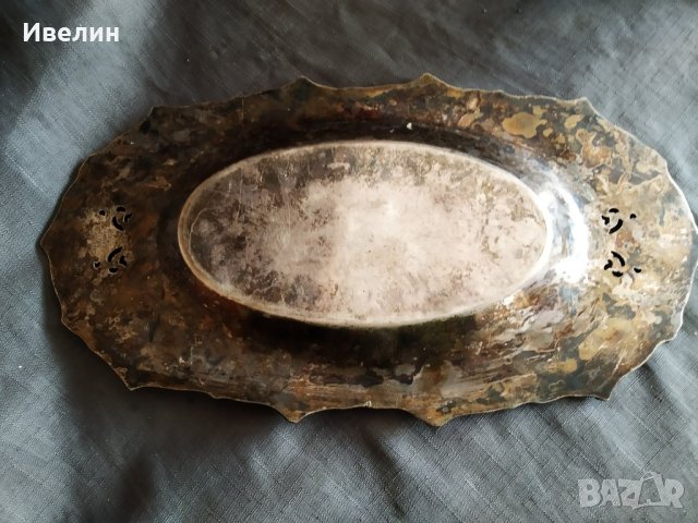 посребрена месингова чиния,плато арт деко , снимка 5 - Антикварни и старинни предмети - 29575999