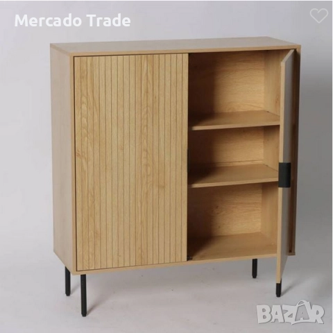 Декоративен шкаф - библиотека Mercado Trade, MDF, 3 рафта, Бежов, снимка 2 - Шкафове - 51911232