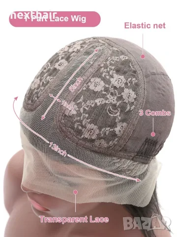 Елегантна черна права перука 70 см с Lace Front дантелен път 13×4×1, снимка 4 - Аксесоари за коса - 55065944