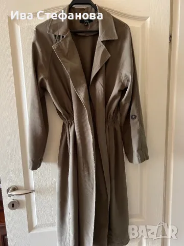 Нов тъмно зелен елегантен шлифер тип рокля набран в талията, снимка 7 - Шлифери - 49155917