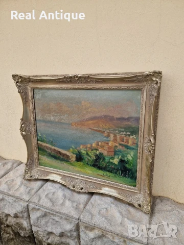 Много стара антикварна авторска картина масло  върху платно , снимка 7 - Антикварни и старинни предмети - 50479591