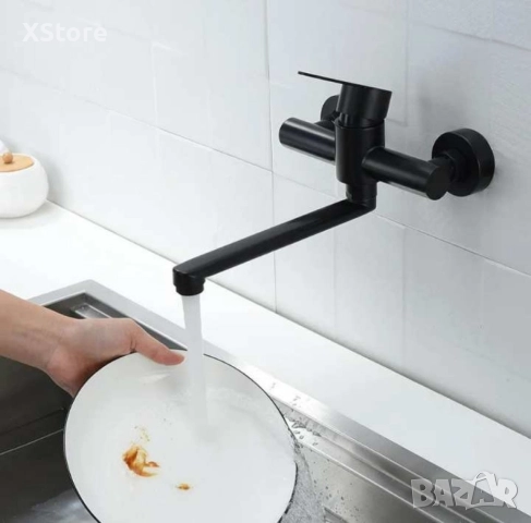 Въртящ се на 360° кухненски стенен кран , смесител с един лост, снимка 5 - Смесители - 52588615