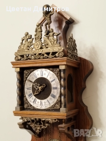 Антикварен стенен холандски часовник - Franz Hermle Атлас , снимка 4 - Стенни часовници - 52618158