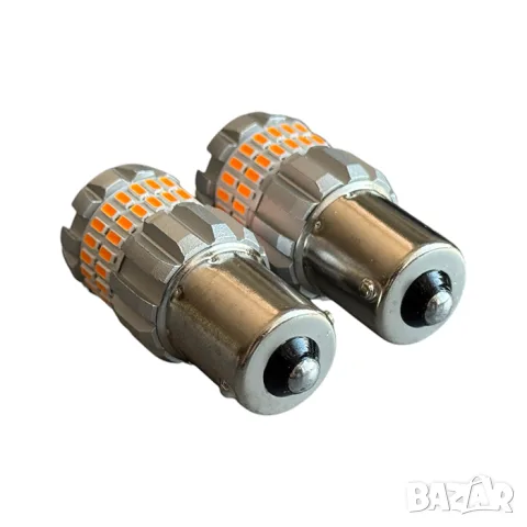 LED крушки BA15S с 60 SMD, оранжеви – 2 бр., снимка 2 - Аксесоари и консумативи - 55864175
