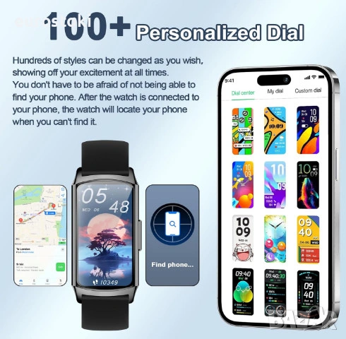 Смарт гривна H29, дамски смарт часовник, фитнес тракер с функция за телефон, монитор на здраве, IP68, снимка 4 - Смарт гривни - 53155996