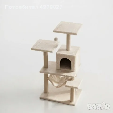 Котешки център за игра и почивка с драскалка и къщичка, 125 см, снимка 3 - За котки - 55936928