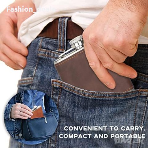 Нови 2 броя бутилки за уиски от неръждаема стомана кожена обвивка Подарък Мъже Жени, снимка 6 - Други стоки за дома - 42229158