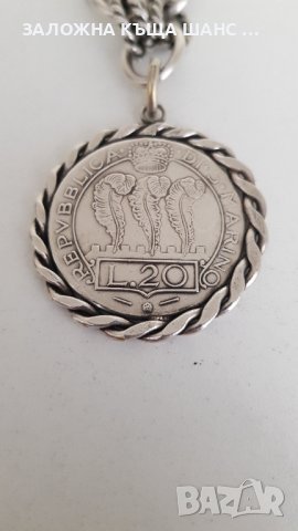 Стара сребърна гривна с монета в обков 1933г San Marino 20 lire, снимка 9 - Антикварни и старинни предмети - 40244005