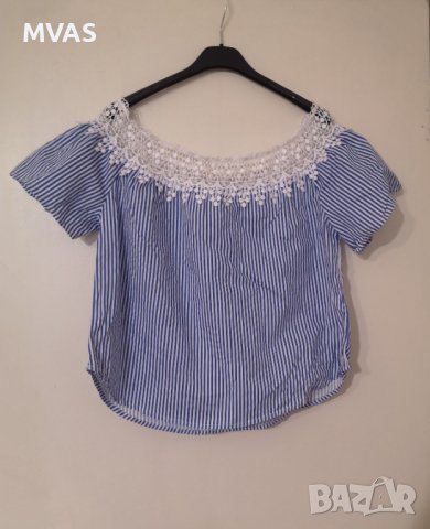 Нова блузка синьо бяло райе М размер морска, снимка 2 - Корсети, бюстиета, топове - 36854093