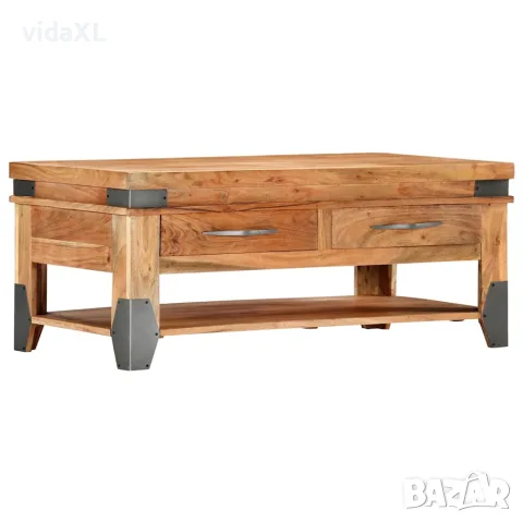 vidaXL Маса за кафе, 110x52x45 см, акациево дърво масив, снимка 9 - Маси - 56146508