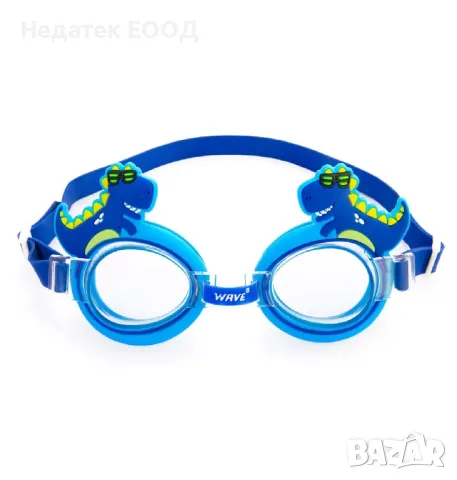 Детски силиконови очила за плуване, Динозавър, Син, 3-6 години.