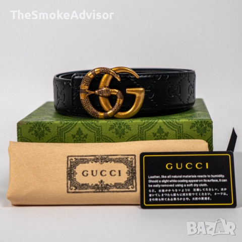 Колан Gucci Snake Double G – черен, 100% естествена кожа, снимка 2 - Колани - 52186896