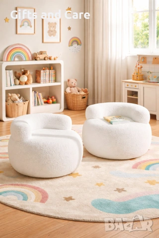 Меко кръгло фотьойлче букле