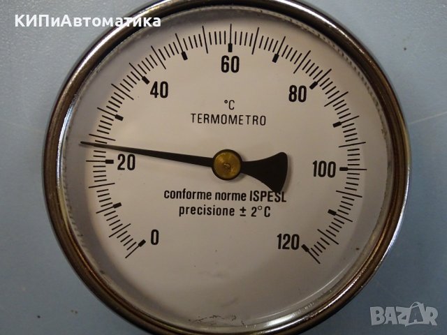 биметален термометър NUOVA FIMA Ø80 mm G1/2 0/+120°C L-80mm, снимка 3 - Резервни части за машини - 37195718