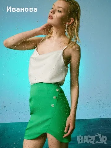 MOHITO Елегантна пола с декоративни копчета, снимка 5 - Поли - 49607563