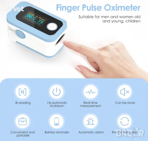 Професионален пръстов пулсоксиметър, с високо прецизен сензор