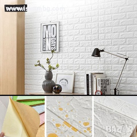 3Д тапети за хол, кухня, коридор и др, 3D самозалепващи се тапети от пяна тухлички тухли - код 2990, снимка 4 - Облицовки - 37631357