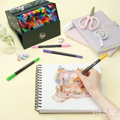 Ohuhu Maui Series маркери с два писеца тип четка и тънък писец, Ohuhu 120 цвята, снимка 5 - Ученически пособия, канцеларски материали - 52186622