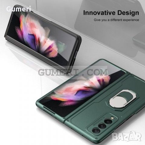 Samsung Galaxy Z Fold3 5G - Елегантен Кейс с Ринг - Черен, снимка 2 - Калъфи, кейсове - 34481662